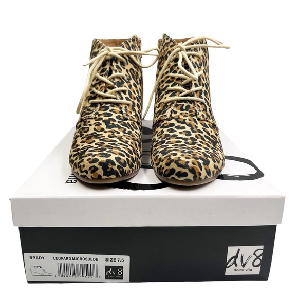DOLCE VITA Wedge Lace Up Microsuede Leopard Bootie - Picture 2 of 9
